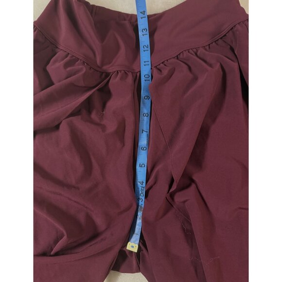 Wide-Leg Burgundy Athletic Pants Overlap Detail High Waist Elastic Blend Size M - Picture 8 of 8
